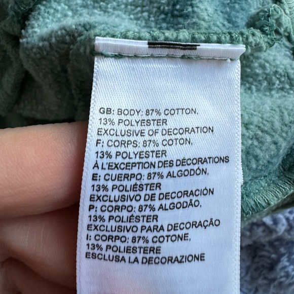 The North Face girls youth hoodie Large 14-16 green tie dye cotton cropped - Picture 4 of 8